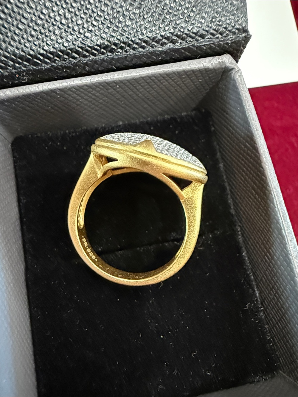 Freida Rothman Gold Pavé Disc Ring - Picture 3 of 5